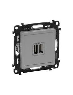 Legrand Розетка 2хUSB за зареждане тип A 2.4A 12W цвят Aлуминий Valena Life - 753312 - Цена | LEDs4economy