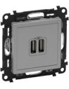 Legrand Розетка 2хUSB за зареждане тип A 2.4A 12W цвят Aлуминий Valena Life - 753312 - Цена | LEDs4economy