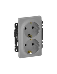 Legrand Двоен контакт ШУКО 16A детска защита цвят алуминий Valena Life - 753326 - Цена | LEDs4economy