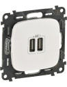 Legrand Розетка 2хUSB за зареждане тип A 2.4A 12W цвят Бял Valena Allure (комплект с механизъм) - 754995 - Цена | LEDs4economy