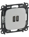 Legrand Розетка 2хUSB за зареждане тип A 2.4A 12W цвят Алуминий Valena Allure (комплект с механизъм) - 754997 - Цена | LEDs4econ