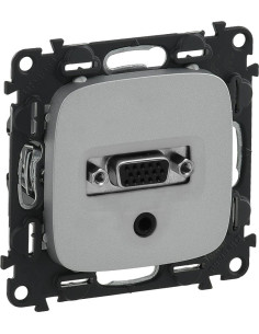 Legrand VGA UXGA HD +3.5mm Аудио жак (комплект с механизъм) цвят Алуминий Valena Allur /до изчерпване/ - 754707 - Цена | LEDs4ec