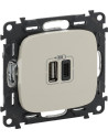 Legrand Розетка 2хUSB за зареждане тип A+C 3A 15W цвят Крем Valena Allure (комплект с механизъм) - 754966 - Цена | LEDs4economy