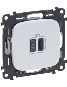 Legrand Розетка USB за зареждане тип C Power Delivery 30W цвят Бял Valena Allure (комплект с механизъм) - 755506 - Цена | LEDs4e