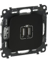 Legrand Розетка 2хUSB за зареждане тип A 2.4A 12W цвят Черен Valena Allure (комплект с механизъм) - 754998 - Цена | LEDs4economy