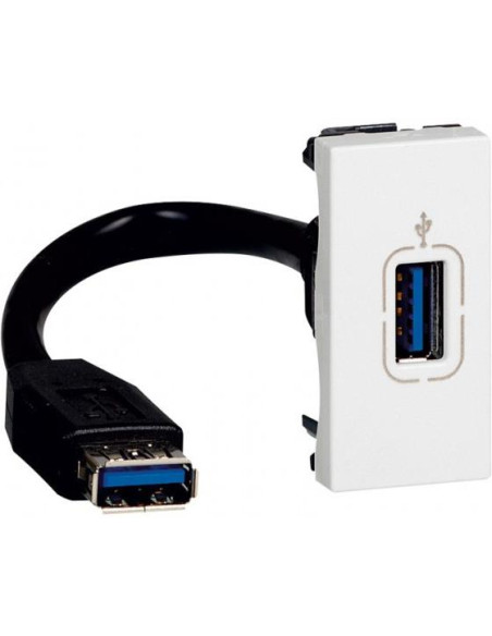 Розетка USB 3.0 за комуникация тип A 1 мод. с кабел 15см. цвят Бял Mosaic Legrand