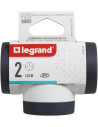 Legrand Адаптер за контакт 2х Шуко Т-образен въртящ с USB A+C бял NEW  - 694522