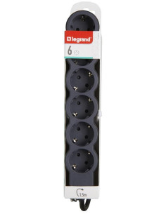 Legrand Разклонител ЧЕРЕН 6x2P+E с кабел 1.5 метра / 3x1.5мм2 Standard NEW - 694558 - Цена | LEDs4economy