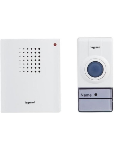 Безжичен звънец Essential бял комплект с бутон 50 метра IP44, 32 мелодии Legrand