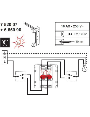 Legrand LED лампа за подсветка (бяла) за кръстат ключ 230V 0.15мА