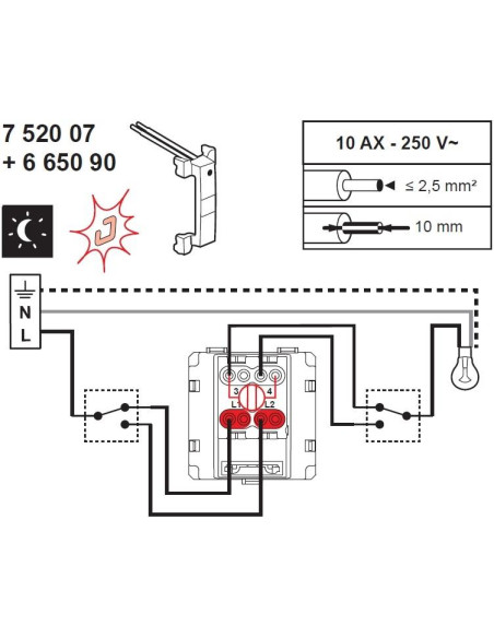 Legrand LED лампа за подсветка (бяла) за кръстат ключ 230V 0.15мА