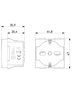 VIMAR 09210 Контакт 2P+E 16 A 250 V~ Универсален, Бял, 2M NEVE UP - Цена | LEDs4economy 2