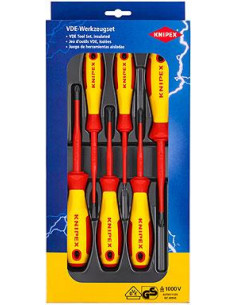 Knipex Комплект с 6 бр. отвертки VDE 1000V - 2х шлиц, 2х PH и 2х PZ, - K002012V04 - Цена | LEDs4economy