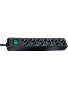 Brennenstuhl Разклонител с копче ЧЕРЕН 6x2P+E с кабел 3 метра / 1.5mm2 Eco-Line /до изчерпване/ - 1159500400 - Цена | LEDs4econo