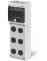 Scame Табло за индустриални контакти и DIN модули IP66, UV, PG вход, серия BLOCK (6 DIN и 6хШуко) - 632.3530-000 - Цена | LEDs4e