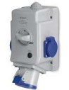 Scame Промишлен комбиниран контакт 2P+Е 32A+2х шуко и ключ 0|I IP54 серия Optima Combi - 513.3253-2DFS - Цена | LEDs4economy