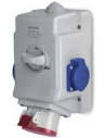 Scame Промишлен комбиниран контакт 3P+Е 16A+2х шуко и ключ 0/I IP54 серия Optima Combi - 513.1656-2DNS - Цена | LEDs4economy