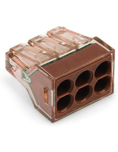 Wago Бърза връзка 6х1,5-4 mm2 (50бр.) кафява за твърд проводник - 773-606 - Цена | LEDs4economy