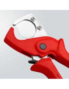 Knipex Ножици за рязане на тръби PlastiCut, хромирани, Ø25мм, червена ръкохватка 185мм, с фиксатор, - K9020185 - Цена | LEDs4eco 2