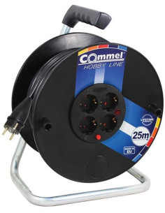 COMMEL Макара черна 40м IP20 H05RR-F 3G2.5mm2 термична защита 4 шуко - C0981 - Цена | LEDs4economy