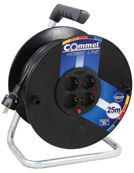 COMMEL Макара черна 40м IP20 H05VV-F 3G2.5mm2 термична защита 4 