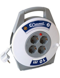 COMMEL Макара в кутия бяла 10м IP20 H05VV-F 3G1mm2 термична защита 4 шуко - C0890 - Цена | LEDs4economy