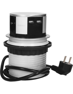 ORNO Мебелна колона Pop-Up, с контакти 3х шуко, 2х USB тип A, кабел 1.5m, Ø100mm, цвят АЛУМИНИЙ, - OR-AE-1342(GS) - Цена | LEDs4