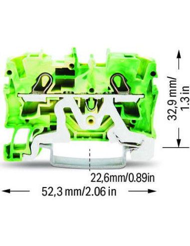 Wago Редова клема ЖЪЛТО/ЗЕЛЕНА 4мм2 БЕЗВИНТОВА със заземителна 