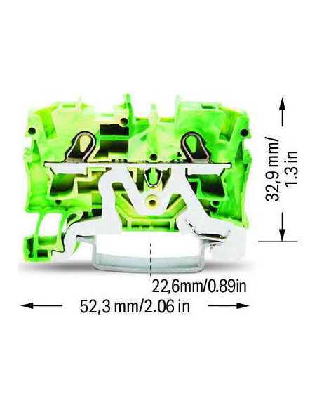 Wago Редова клема ЖЪЛТО/ЗЕЛЕНА 4мм2 БЕЗВИНТОВА със заземителна 