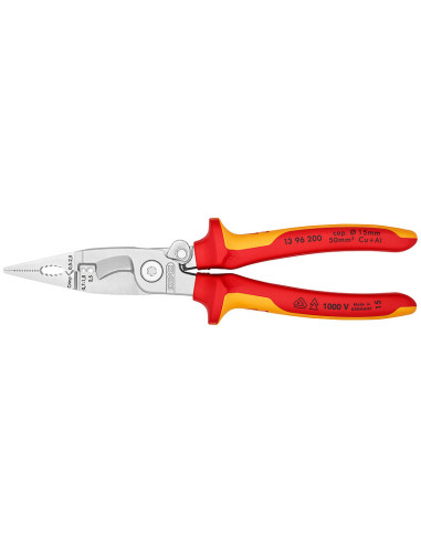 Knipex Клещи инсталаторски, хромирани, VDE 1000V жълто-червена 