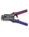 Knipex Инструмент за кримпване на RJ45, RJ11 и RJ10, заголване и рязане, синьо-червена ръкохватка 200мм, с пружина,  - K975112 - 7