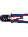 Knipex Инструмент за кримпване на RJ45 и RJ11, заголване и рязане, синьо-червена ръкохватка 190мм, с пружина,  - K975110