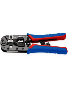 Knipex Инструмент за кримпване на RJ45, заголване и рязане, синьо-червена ръкохватка 190мм, с пружина, - K975113 - Цена | LEDs4e