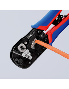 Knipex Инструмент за кримпване на RJ45, заголване и рязане, синьо-червена ръкохватка 190мм, с пружина, - K975113 - Цена | LEDs4e 2