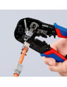 Knipex Инструмент за кримпване на RJ45, заголване и рязане, синьо-червена ръкохватка 190мм, с пружина,  - K975113 - 3
