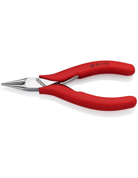 Knipex Клещи с тънък объл връх за електроника, червена ръкохватка