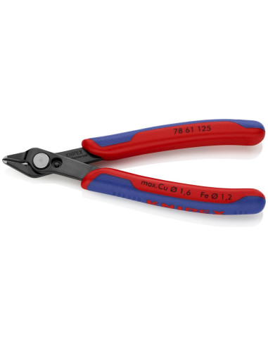 Клещи резачки Super-Knips, синьо-червена ръкохватка 125мм, с отваряща пружина, Knipex