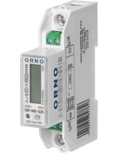 ORNO Монофазен електромер за ДИРЕКТНО мерене на ел. енергия, Modbus, еднотарифен, за DIN монтаж 1 мод, 100A, MID - OR-WE-525 - Ц