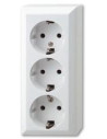 GAO Контакт шуко ТРОЕН 16A бял открит монтаж IP20 - 0312H - Цена | LEDs4economy
