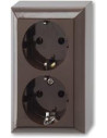 GAO Контакт шуко ДВОЕН 16A КАФЯВ открит монтаж IP20 - 0510076777H - Цена | LEDs4economy
