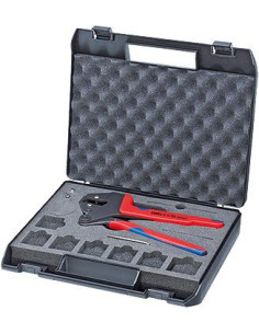 Knipex Клещи за кримпване на кабелни накрайници CrimpSystem в куфар, без челюсти, синьо-червена ръкохватка 200мм, с пружина, - -