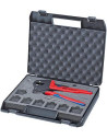 Knipex Клещи за кримпване на кабелни накрайници CrimpSystem в куфар, без челюсти, синьо-червена ръкохватка 200мм, с пружина, - -