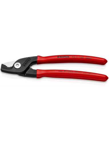 Ножици за рязане на кабел до 50мм2 StepCut, червена ръкохватка 160мм, Knipex