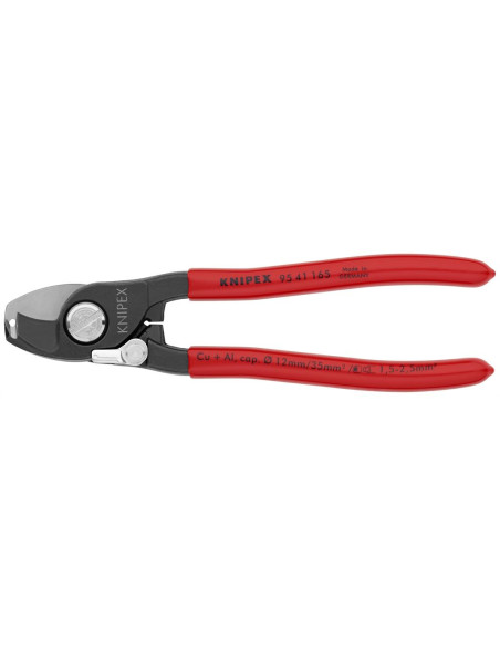 Ножици за рязане на кабел до 35мм2, червена ръкохватка 165мм, с фиксатор, Knipex