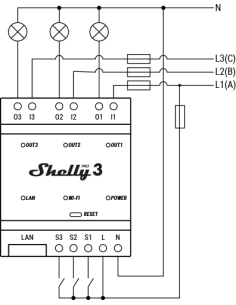 Shelly Импулсно Smart реле 3х On/Off 16A (48A) за DIN монтаж Shelly PRO 3 - Цена | LEDs4economy 2