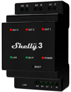 Shelly Импулсно Smart реле 3х On/Off 16A (48A) за DIN монтаж Shelly PRO 3 - Цена | LEDs4economy