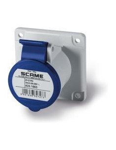 Scame Промишлен контакт 2P+Е 16A 230V IP54 ПРАВ серия Optima панелен монтаж 75х75мм - 423.1663 - Цена | LEDs4economy