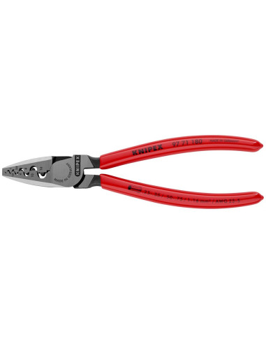 Клещи за кримпване на кабелни накрайници 0.25-16мм2, червена ръкохватка 180мм, Knipex