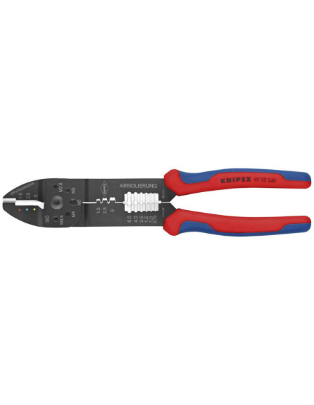 Клещи за кримпване на кабелни накрайници 0.5-6мм2, синьо-червена ръкохватка 240мм, Knipex
