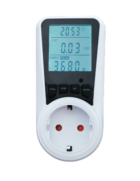Измервател на мощност, двойна тарифа, LCD дисплей, проверка на мощност, напрежение, честота, ток, 16A, 3680W, 230V Commel